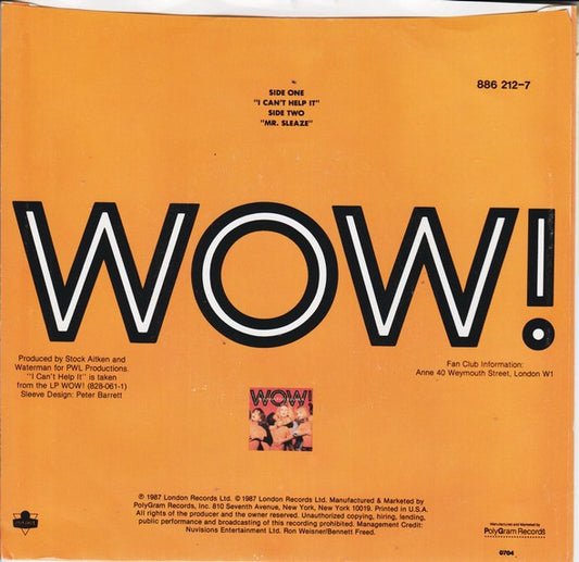 Bananarama : I Can't Help It (7", Single)