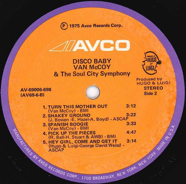 Van McCoy & The Soul City Symphony : Disco Baby (LP, Album, San)