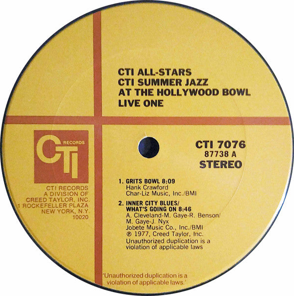 CTI All-Stars : CTI Summer Jazz At The Hollywood Bowl Live One (LP, Album, Pit)