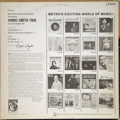 The Amazing Jimmy Smith Trio* : Live At The Village Gate (LP, Album, Mono)