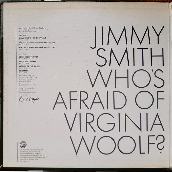 Jimmy Smith : Who's Afraid Of Virginia Woolf? (LP, Album, Mono, RE, Gat)