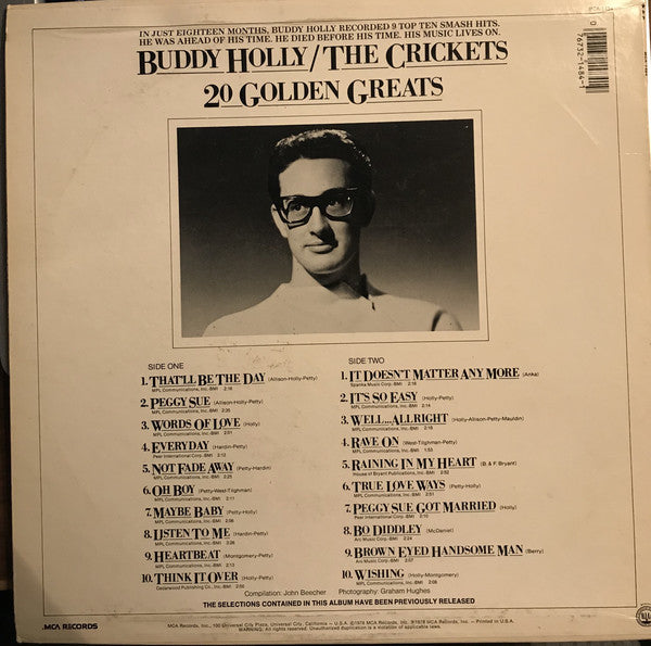 Buddy Holly / The Crickets (2) : 20 Golden Greats (LP, Comp, Glo)