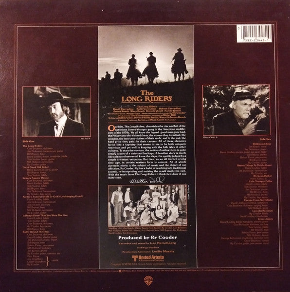 Ry Cooder : The Long Riders (Original Sound Track) (LP, Album, Win)