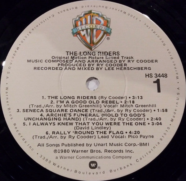 Ry Cooder : The Long Riders (Original Sound Track) (LP, Album, Win)