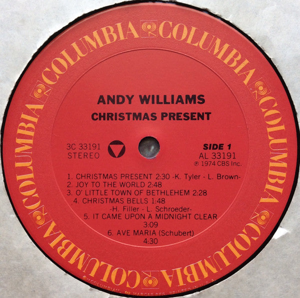Andy Williams : Christmas Present (LP, Album, RE, Pit)