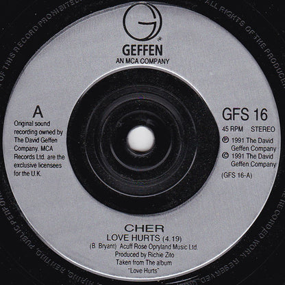 Cher : Love Hurts (7", Single, Inj)