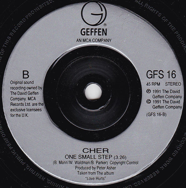Cher : Love Hurts (7", Single, Inj)