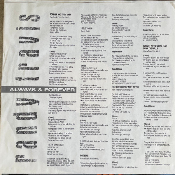 Randy Travis : Always And Forever (LP, Album, All)