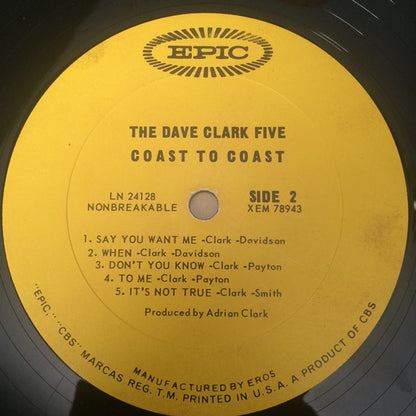The Dave Clark Five : Coast To Coast (LP, Album, Mono)