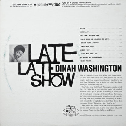 Dinah Washington : Late Late Show (LP, Comp)