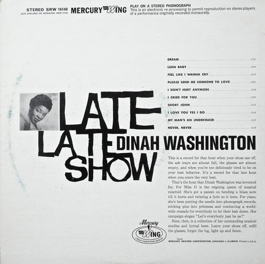 Dinah Washington : Late Late Show (LP, Comp)