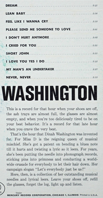 Dinah Washington : Late Late Show (LP, Comp)