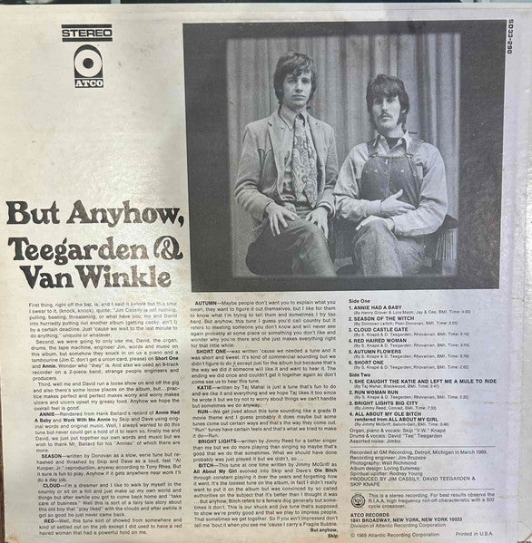 Teegarden & Van Winkle : But Anyhow, Teegarden & Van Winkle (LP, Album, Promo, (PR)