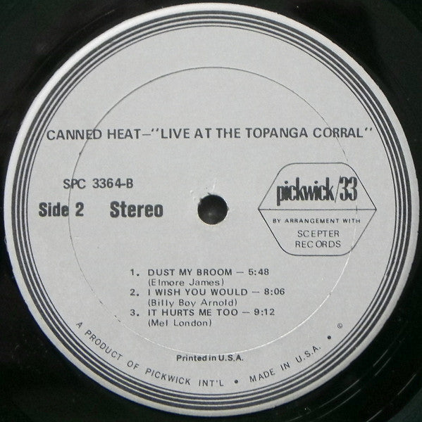 Canned Heat : Live At Topanga Corral (LP, Album)