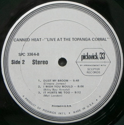 Canned Heat : Live At Topanga Corral (LP, Album)