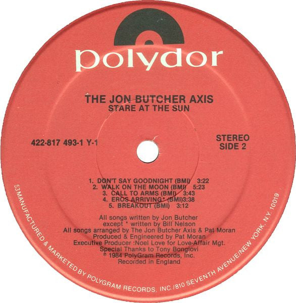The Jon Butcher Axis : Stare At The Sun (LP, Album, Hau)