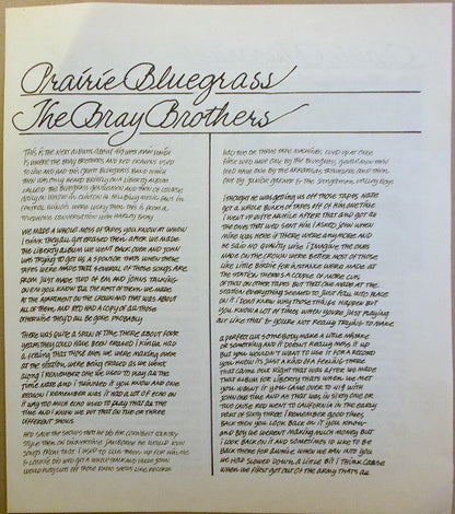 The Bray Brothers With Red Cravens : Prairie Bluegrass (LP, Album)