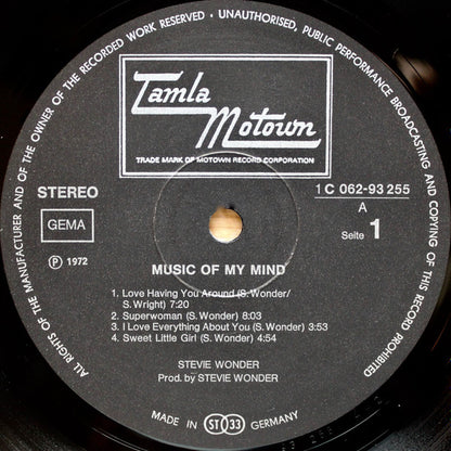 Stevie Wonder : Music Of My Mind (LP, Album, Gat)
