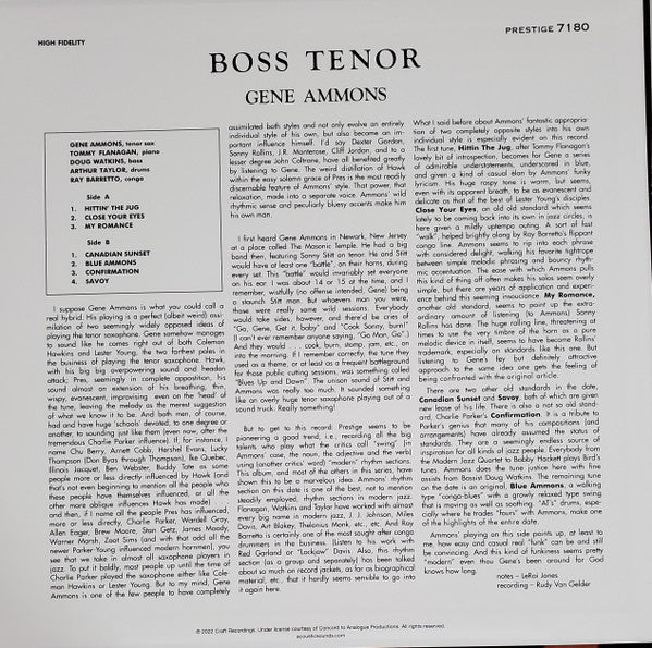 Gene Ammons : Boss Tenor (LP, Album, Ltd, RE, RM, RP, 180)