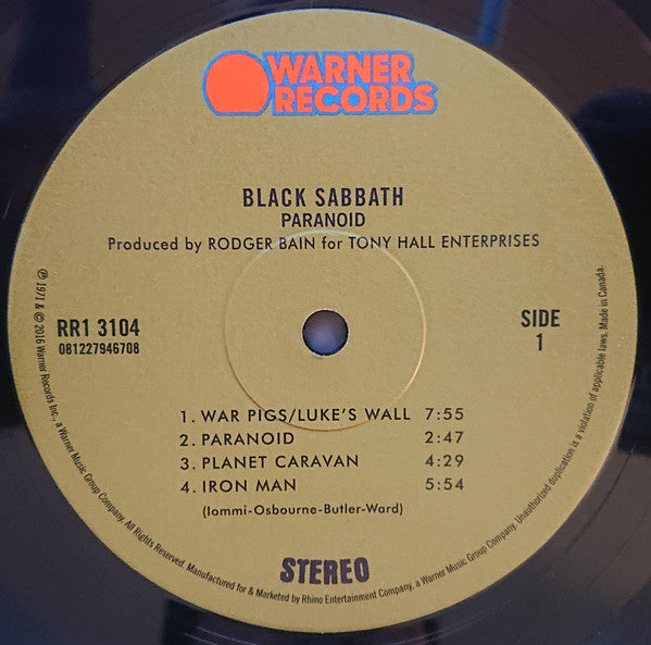 Black Sabbath : Paranoid (LP, Album, RE, RM, RP, 180)
