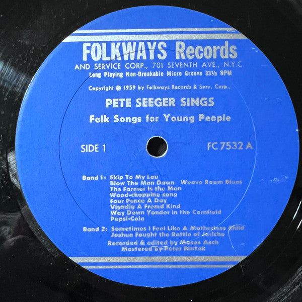 Pete Seeger : Folk Songs For Young People (LP, Album, RE)