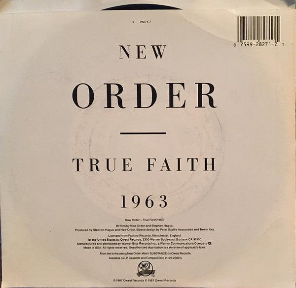 New Order : True Faith / 1963 (7", Spe)