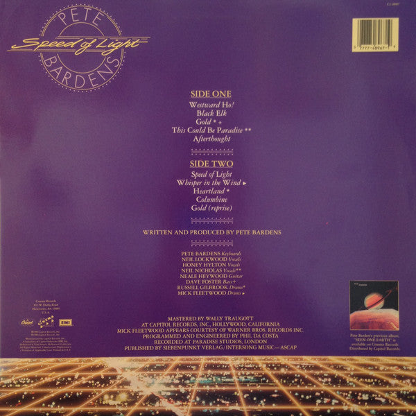 Pete Bardens* : Speed Of Light (LP, Album, All)