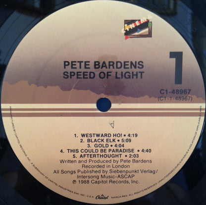 Pete Bardens* : Speed Of Light (LP, Album, All)