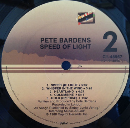 Pete Bardens* : Speed Of Light (LP, Album, All)