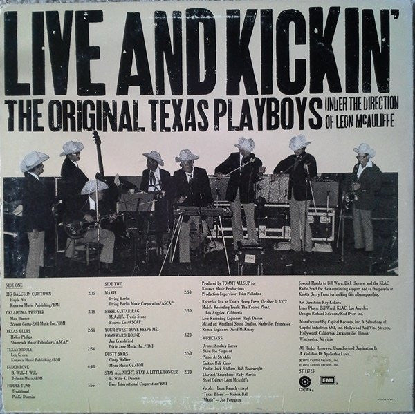 The Original Texas Playboys Under The Direction Of Leon McAuliffe : Live & Kickin' (LP)