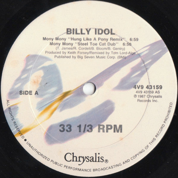 Billy Idol : Mony Mony Live (12", Single)