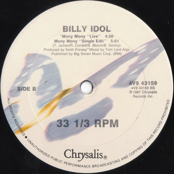 Billy Idol : Mony Mony Live (12", Single)