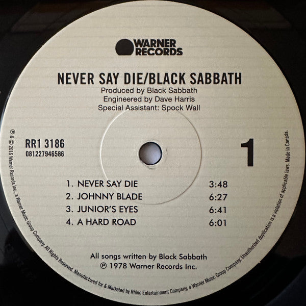 Black Sabbath : Never Say Die! (LP, Album, RE, RM, RP, 180)