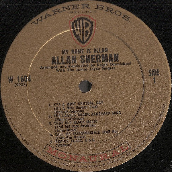 Allan Sherman : My Name Is Allan:  Allan Sherman Sings Great Movie Hits & Songs From The Cutting Room Floor (LP, Album, Mono)