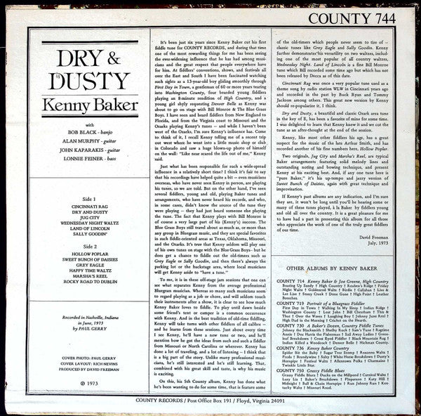 Kenny Baker (4) : Dry & Dusty (LP, Album, RE)