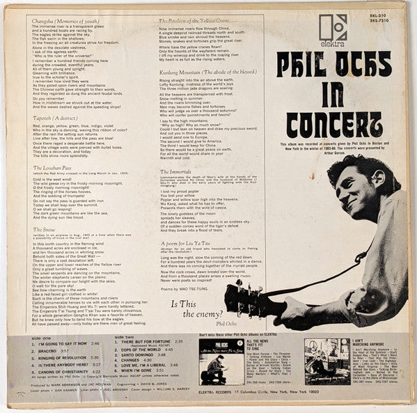 Phil Ochs : In Concert (LP, Album, RE, Ter)