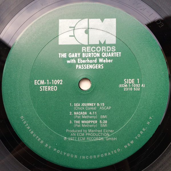The Gary Burton Quartet* With Eberhard Weber : Passengers (LP, Album)