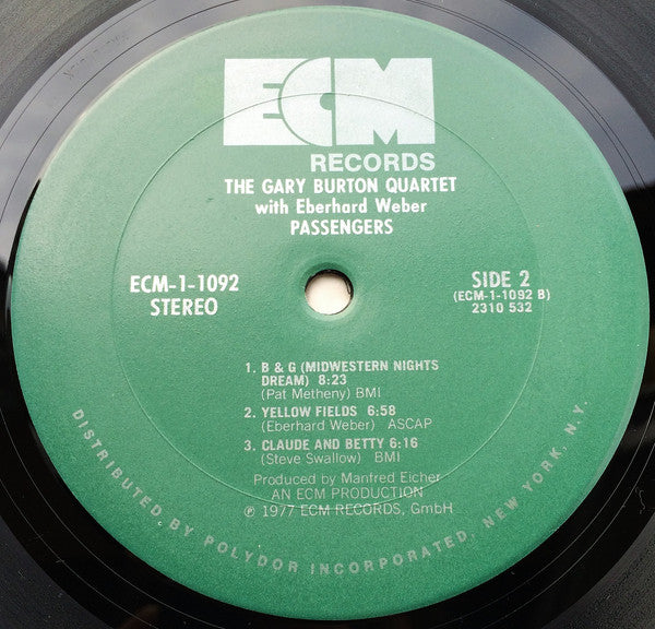 The Gary Burton Quartet* With Eberhard Weber : Passengers (LP, Album)