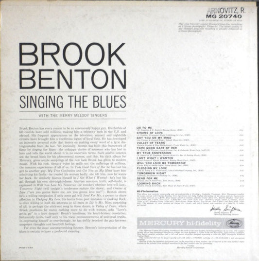 Brook Benton : Lie To Me - Brook Benton Singing The Blues (LP, Album, Mono)