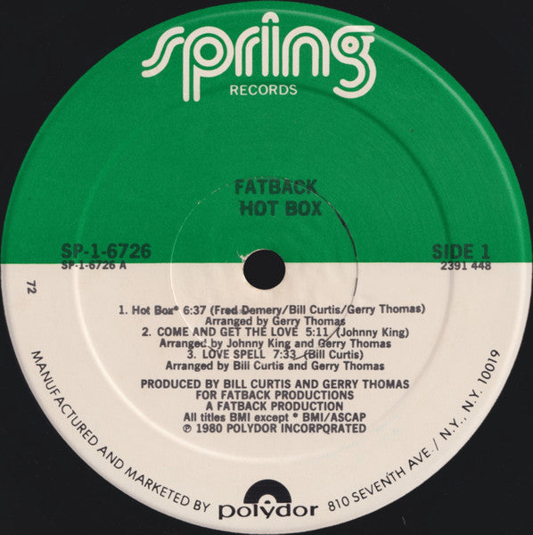 Fatback* : Hot Box (LP, Album, 72 )