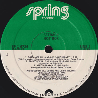 Fatback* : Hot Box (LP, Album, 72 )