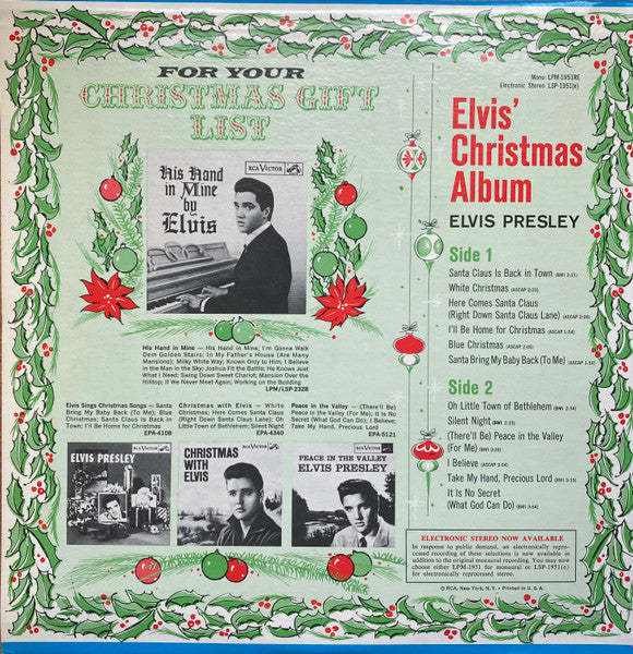 Elvis Presley : Elvis Sings Christmas Songs Elvis’ Christmas Album  (LP)