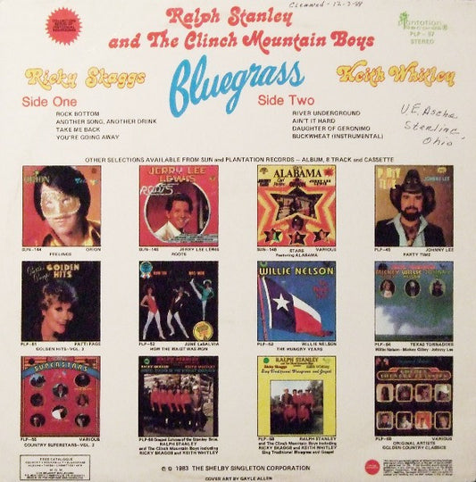 Ralph Stanley And The Clinch Mountain Boys Including Ricky Skaggs & Keith Whitley : Sing Bluegrass (LP, Album)
