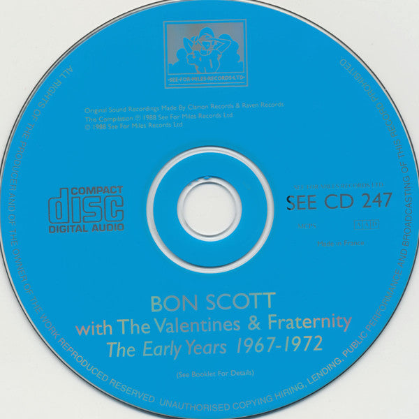 Bon Scott With The Valentines (4) & Fraternity : The Early Years (CD, Comp)