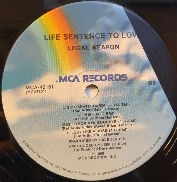 Legal Weapon : Life Sentence To Love (LP, Album, Pin)