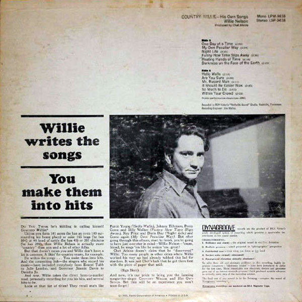 Willie Nelson : Country Willie - His Own Songs (LP, Album, RE)