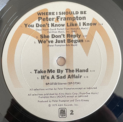 Peter Frampton : Where I Should Be (LP, Album, Pit)