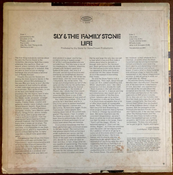 Sly & The Family Stone : Life (LP, Album, RE, Pit)