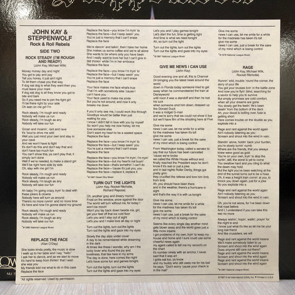 John Kay & Steppenwolf : Rock & Roll Rebels (LP, Album)