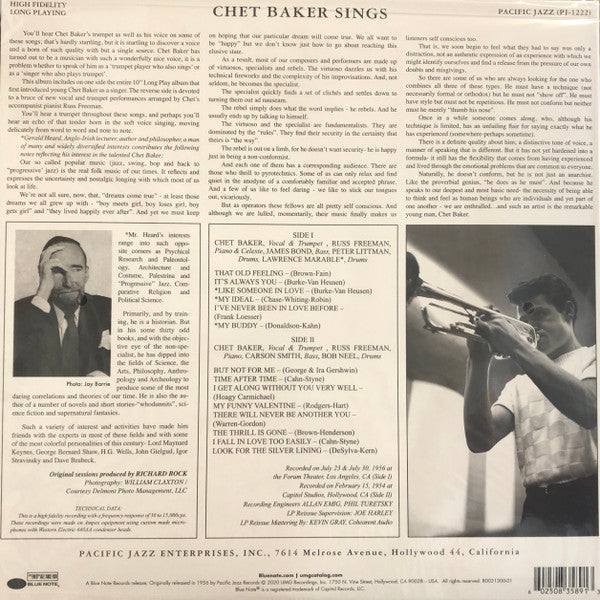 Chet Baker : Chet Baker Sings (LP, Album, Mono, RE, RP, 180)